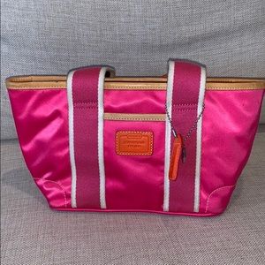 Coach small tote hot pink